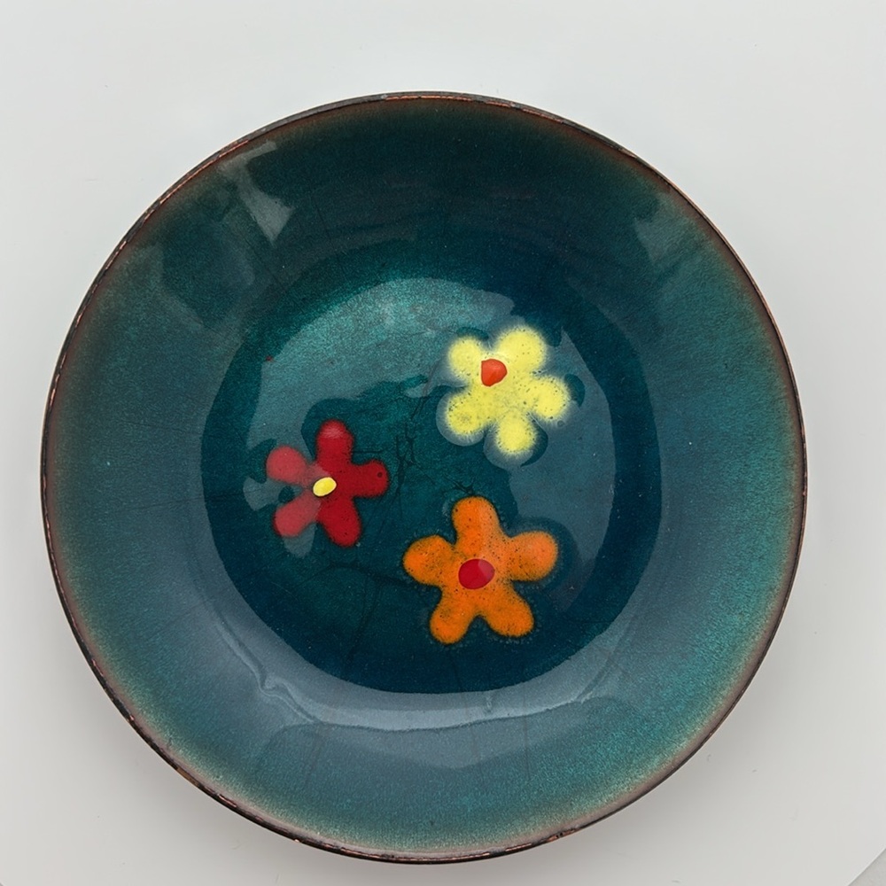Small Enameled Copper Shallow Dish